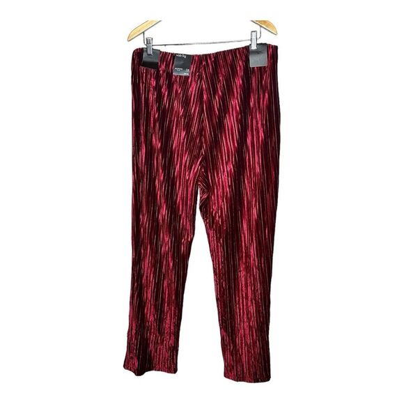 ALFANI WOMENS VELVET PLEATED WIDE LEG PANTS Melbec Wine color Valentines Day - Picture 11 of 14